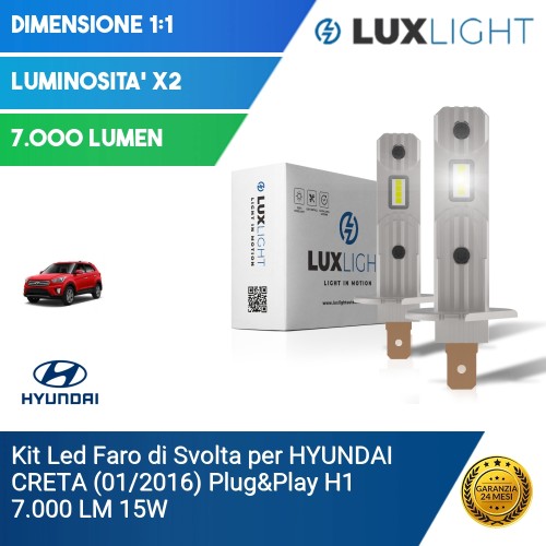 Kit Led Faro di Svolta per HYUNDAI CRETA (01/2016) Plug&Play H1 7.000 LM 15W