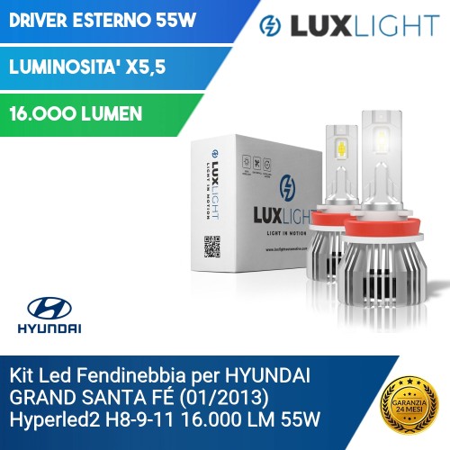 Kit Led Fendinebbia per HYUNDAI GRAND SANTA FÉ (01/2013) Hyperled2 H8-9-11 16.000 LM 55W