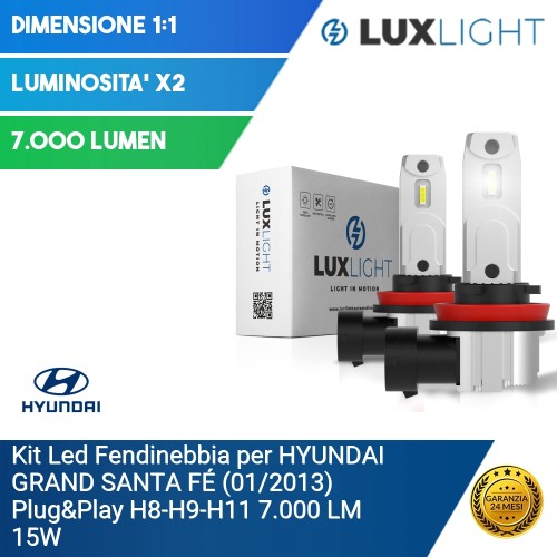 Kit Led Fendinebbia per HYUNDAI GRAND SANTA FÉ (01/2013) Plug&Play H8-H9-H11 7.000 LM 15W