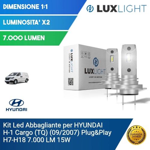 Kit Led Abbagliante per HYUNDAI H-1 Cargo (TQ) (09/2007) Plug&Play H7-H18 7.000 LM 15W