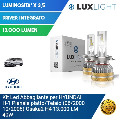 Kit Led Abbagliante per HYUNDAI H-1 Pianale piatto/Telaio (06/2000 10/2006) Osaka2 H4 13.000 LM 40W