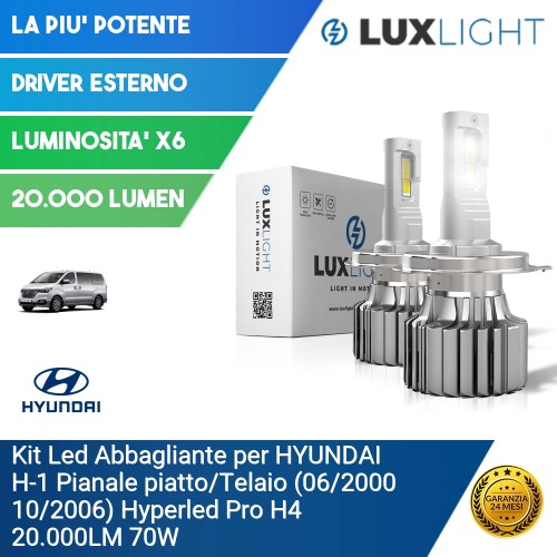 Kit Led Abbagliante per HYUNDAI H-1 Pianale piatto/Telaio (06/2000 10/2006) Hyperled Pro H4 20.000LM 70W