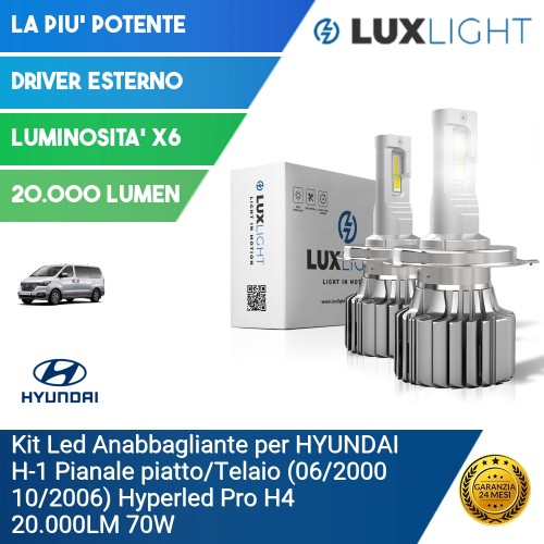 Kit Led Anabbagliante per HYUNDAI H-1 Pianale piatto/Telaio (06/2000 10/2006) Hyperled Pro H4 20.000LM 70W