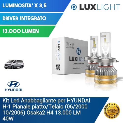 Kit Led Anabbagliante per HYUNDAI H-1 Pianale piatto/Telaio (06/2000 10/2006) Osaka2 H4 13.000 LM 40W