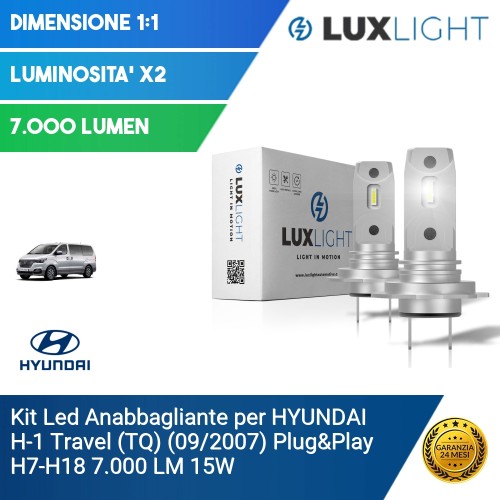 Kit Led Anabbagliante per HYUNDAI H-1 Travel (TQ) (09/2007) Plug&Play H7-H18 7.000 LM 15W