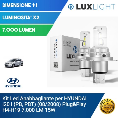 Kit Led Anabbagliante per HYUNDAI i20 I (PB, PBT) (08/2008) Plug&Play H4-H19 7.000 LM 15W