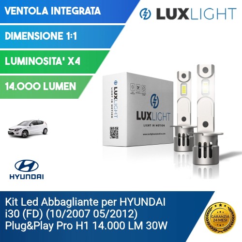 Kit Led Abbagliante per HYUNDAI i30 (FD) (10/2007 05/2012) Plug&Play Pro H1 14.000 LM 30W