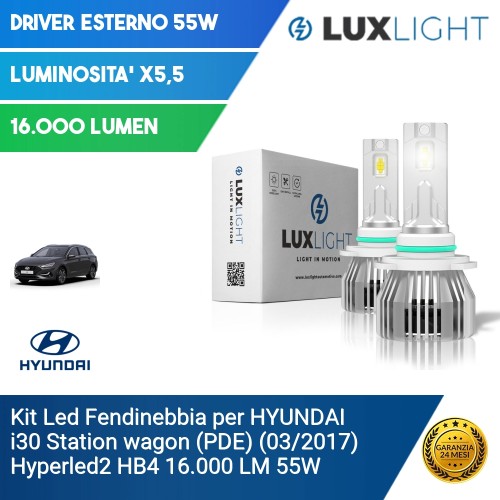 Kit Led Fendinebbia per HYUNDAI i30 Station wagon (PDE) (03/2017) Hyperled2 HB4 16.000 LM 55W