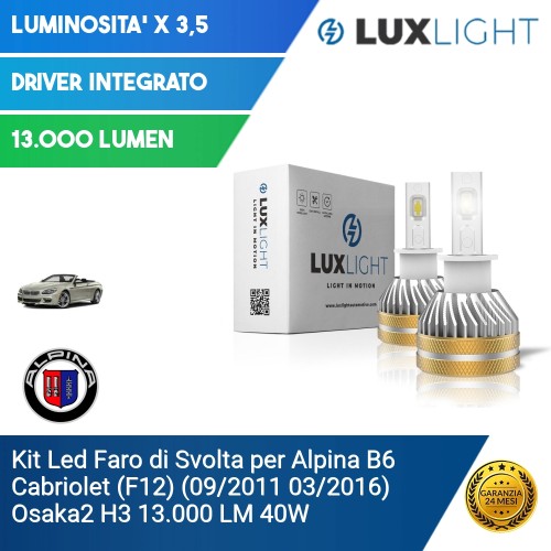 Kit Led Faro di Svolta per Alpina B6 Cabriolet (F12) (09/2011 03/2016) Osaka2 H3 13.000 LM 40W