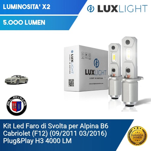 Kit Led Faro di Svolta per Alpina B6 Cabriolet (F12) (09/2011 03/2016) Plug&Play H3 4000 LM