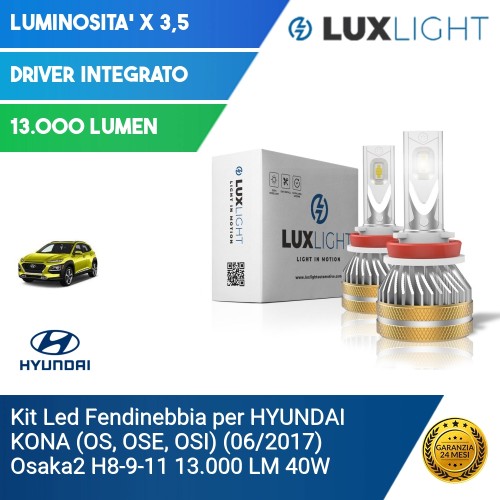 Kit Led Fendinebbia per HYUNDAI KONA (OS, OSE, OSI) (06/2017) Osaka2 H8-9-11 13.000 LM 40W