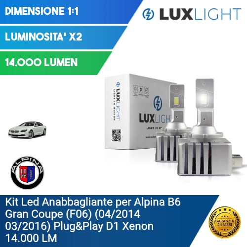 Kit Led Anabbagliante per Alpina B6 Gran Coupe (F06) (04/2014 03/2016) Plug&Play D1 Xenon 14.000 LM