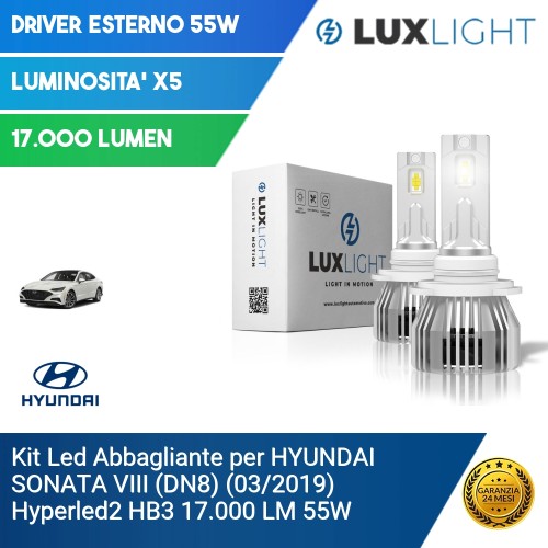 Kit Led Abbagliante per HYUNDAI SONATA VIII (DN8) (03/2019) Hyperled2 HB3 17.000 LM 55W