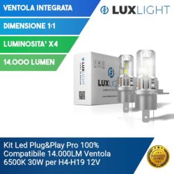 Kit Led Plug&amp;Play Pro<br>&nbsp; 14.000LM Ventola 6500K 30W<br>&nbsp;per H4-H19 12V